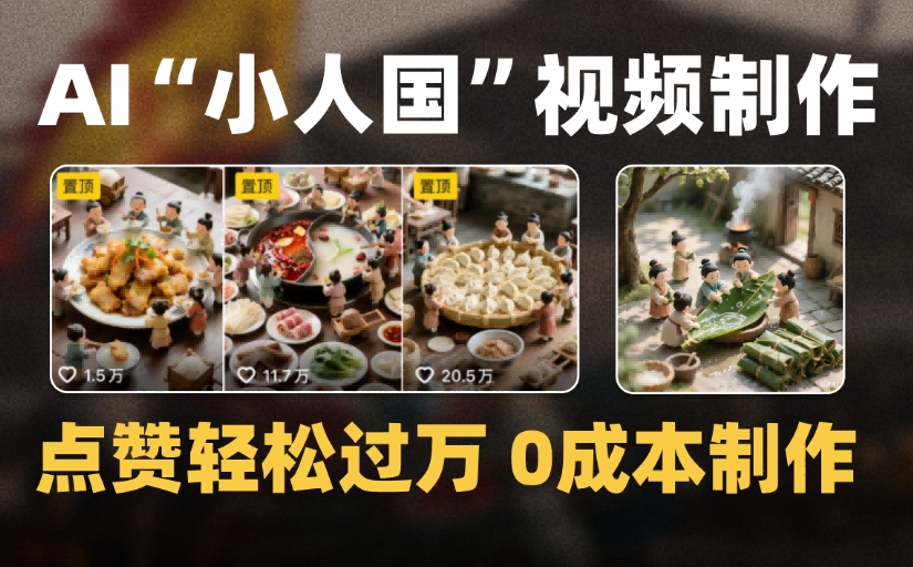 爆款1000W+微缩景观迷你小人国AI视频,0成本制作全流程教学 第1张 爆款1000W+微缩景观迷你小人国AI视频,0成本制作全流程教学